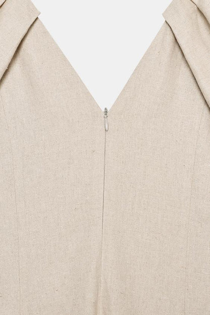 Robe midi en lin à manches bouffantes