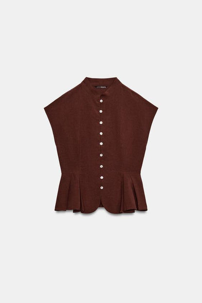 Top peplum à pinces