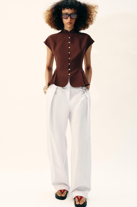 Top peplum à pinces