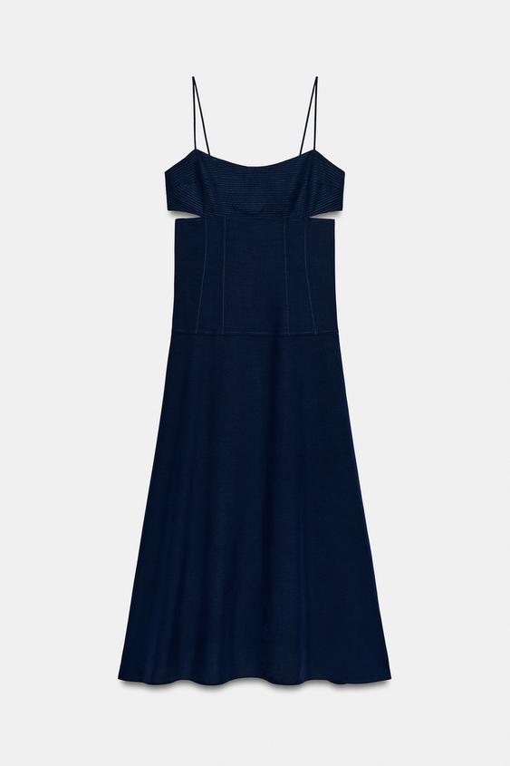 Robe midi à bretelles à découpes