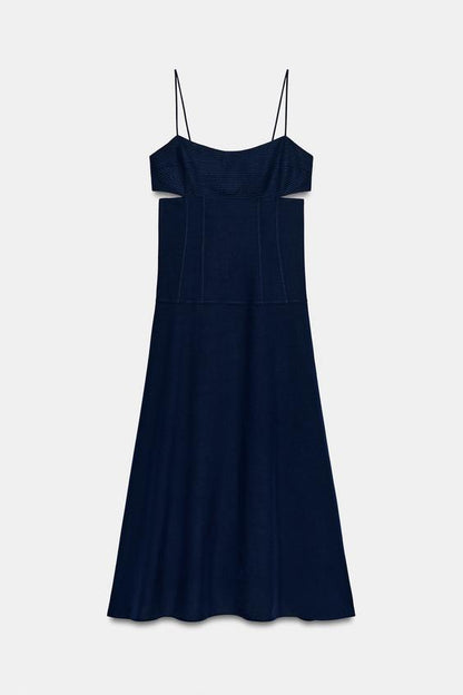 Robe midi à bretelles à découpes