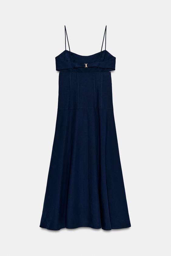 Robe midi à bretelles à découpes