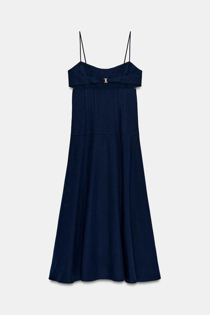 Robe midi à bretelles à découpes