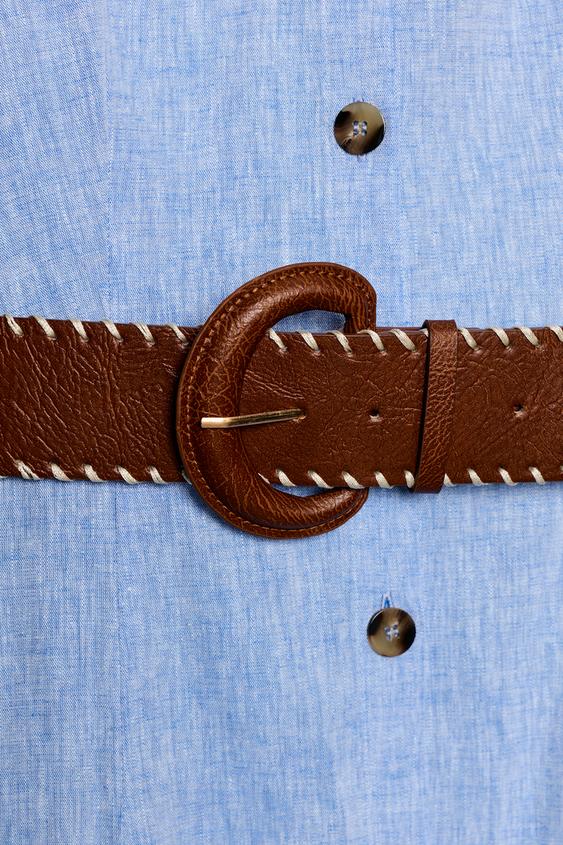 Robe midi en lin avec ceinture