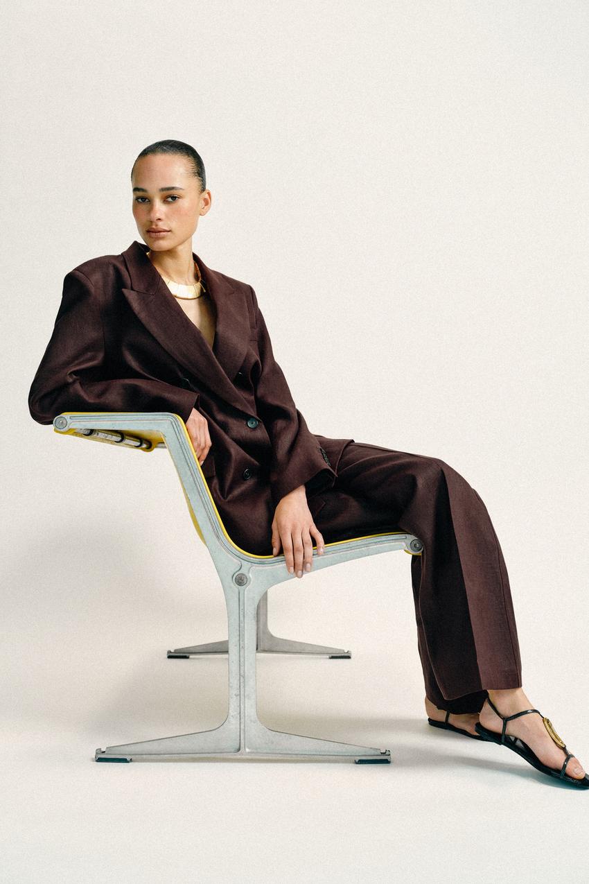 Pantalon droit 100 % lin