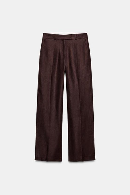 Pantalon droit 100 % lin