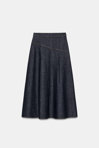 Jupe-cape midi Z1975 en denim à volant