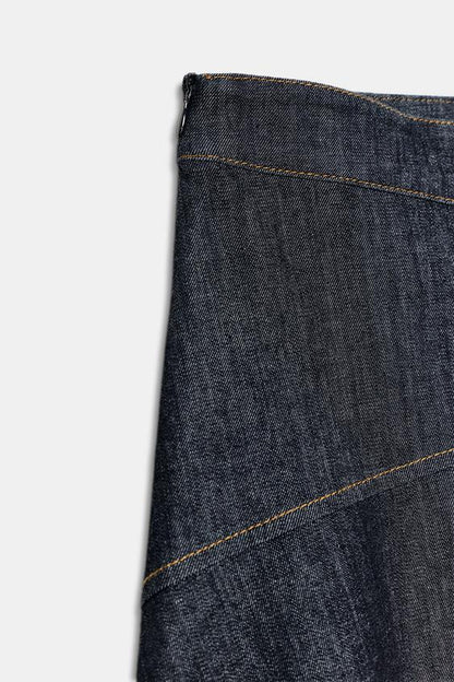 Jupe-cape midi Z1975 en denim à volant
