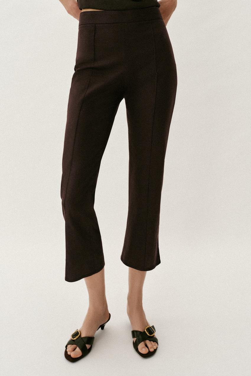 Pantalon mini coupe évasée en lin