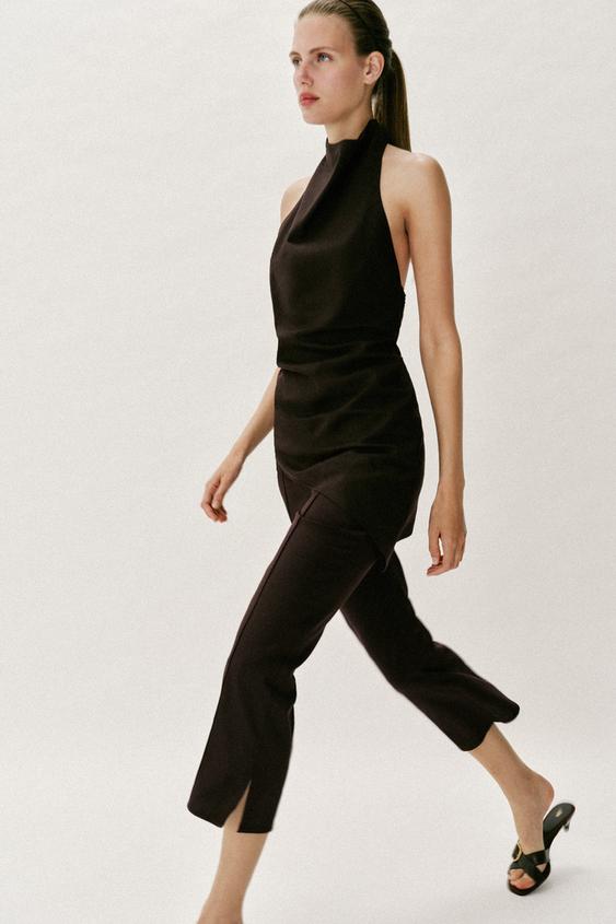 Pantalon mini coupe évasée en lin
