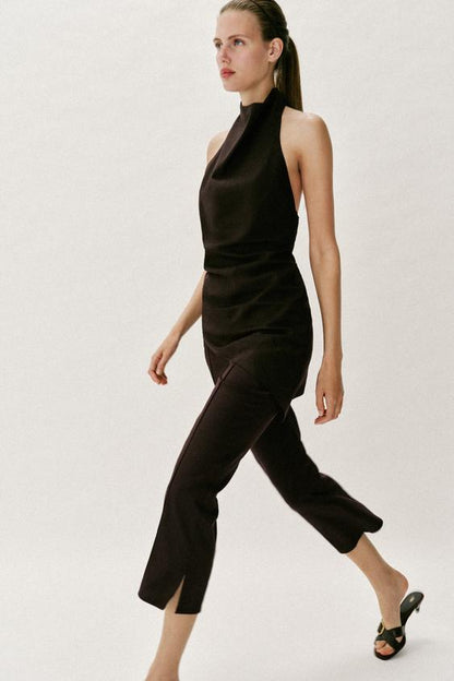 Pantalon mini coupe évasée en lin