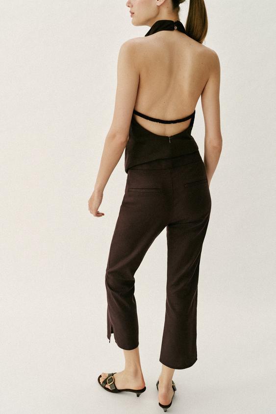 Pantalon mini coupe évasée en lin