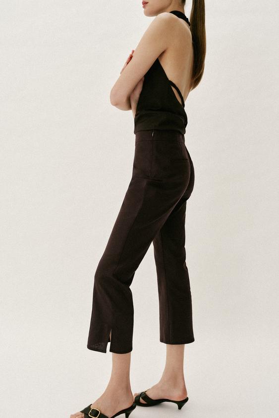 Pantalon mini coupe évasée en lin