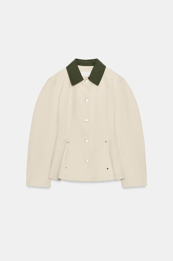 Blouson peplum à col contrasté