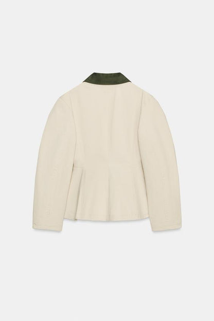 Blouson peplum à col contrasté
