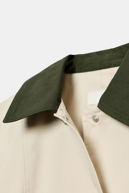 Blouson peplum à col contrasté
