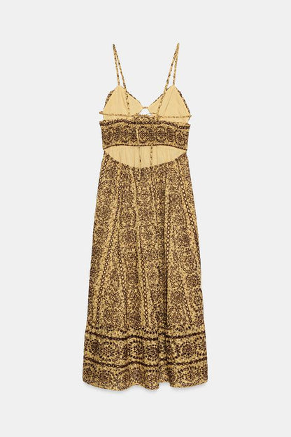 Robe midi brodée ajourée à découpes