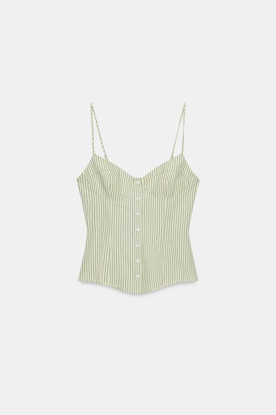 Top corset à bretelles à rayures