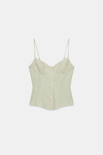 Top corset à bretelles à rayures