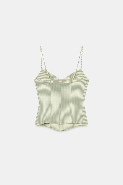 Top corset à bretelles à rayures