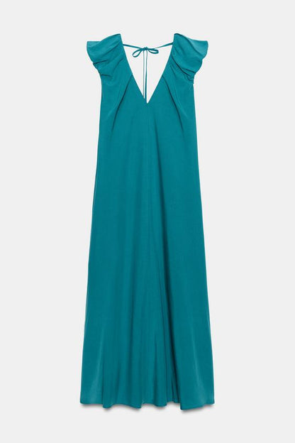 Robe longue à épaules marquées