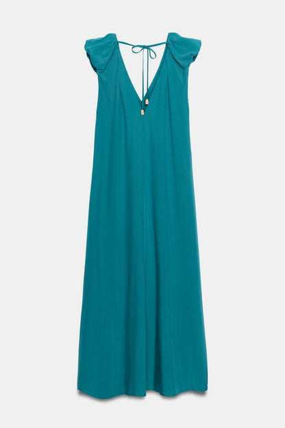 Robe longue à épaules marquées