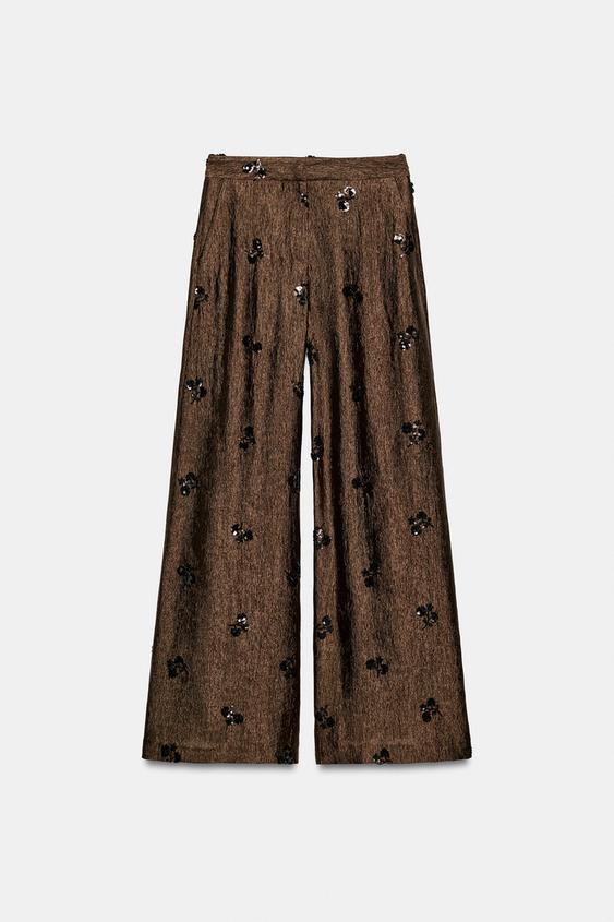Pantalon large à sequins