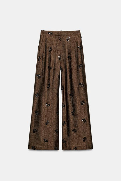 Pantalon large à sequins
