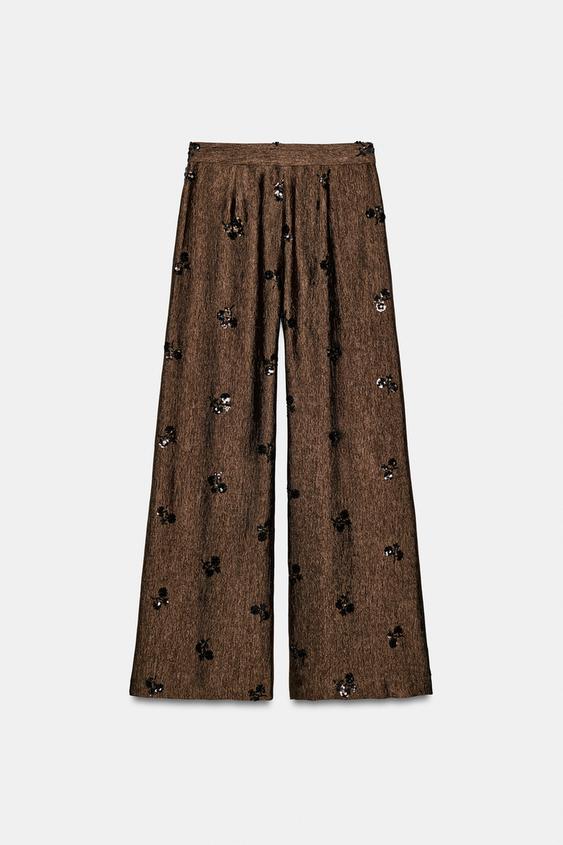 Pantalon large à sequins