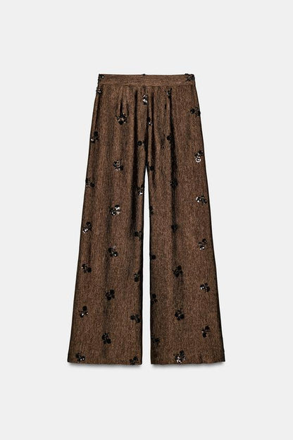 Pantalon large à sequins