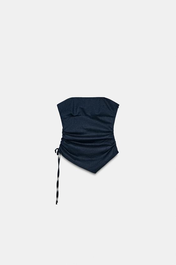 Top drapé en lin