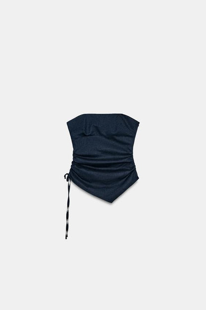 Top drapé en lin