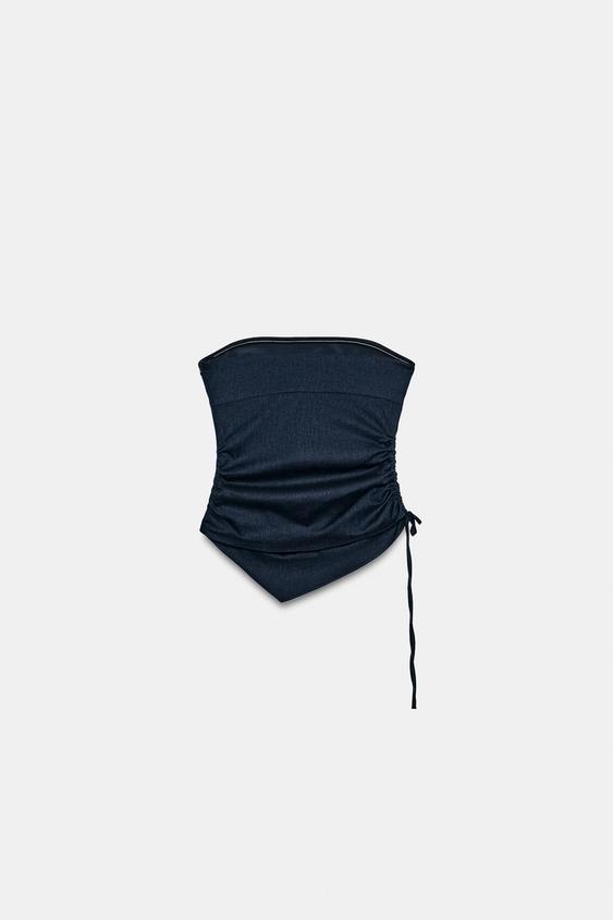 Top drapé en lin