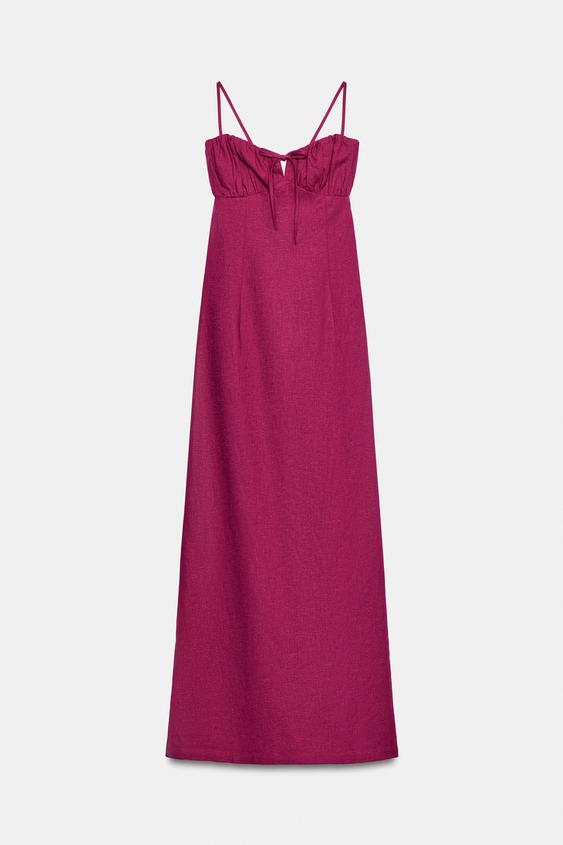 Robe midi à bretelles en lin
