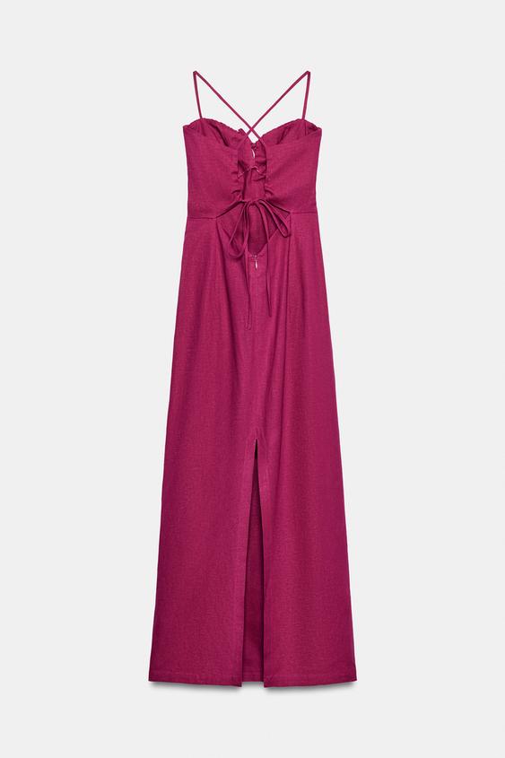 Robe midi à bretelles en lin