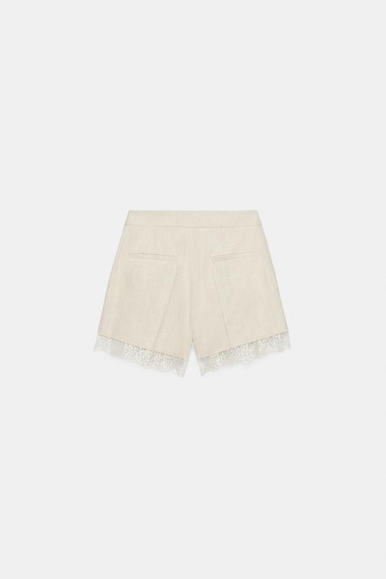 Bermuda à pinces en dentelle