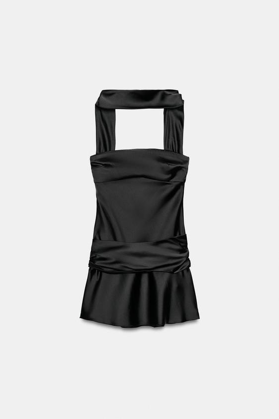 Robe satinée effet foulard