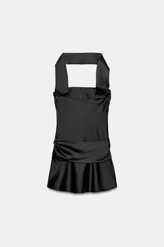 Robe satinée effet foulard