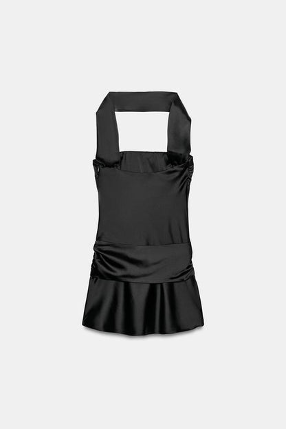 Robe satinée effet foulard