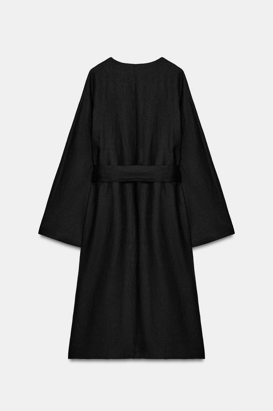 Manteau 100 % lin avec ceinture ZW Collection