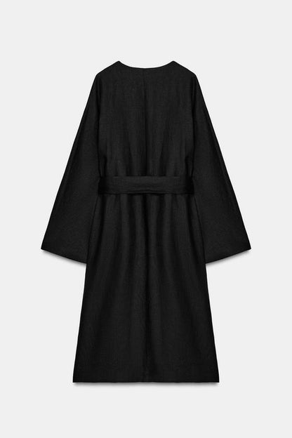 Manteau 100 % lin avec ceinture ZW Collection