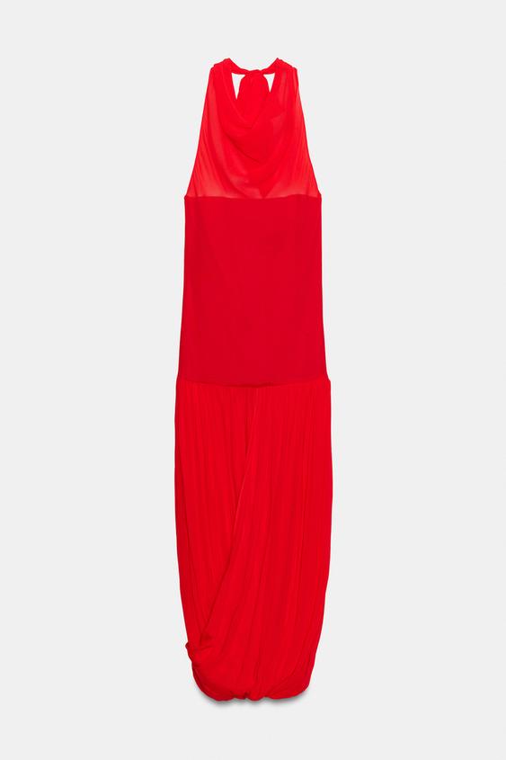 Robe dos-nu contrastée à volume