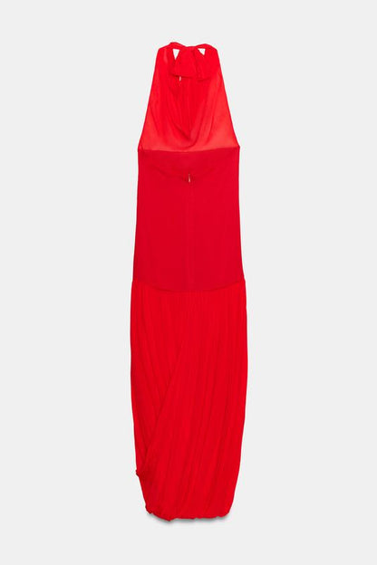 Robe dos-nu contrastée à volume