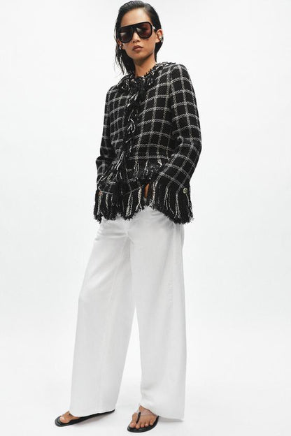 Veste à carreaux et franges ZW Collection