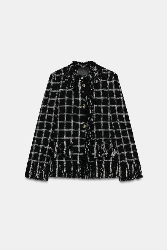 Veste à carreaux et franges ZW Collection