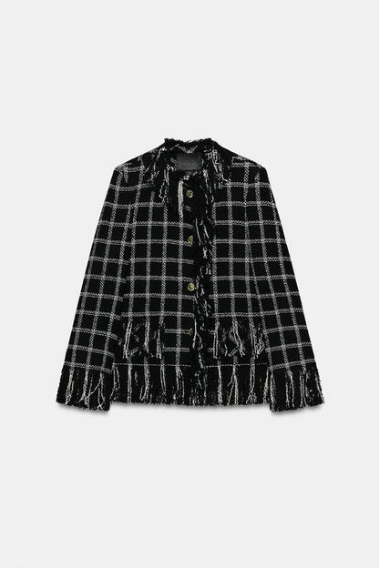 Veste à carreaux et franges ZW Collection
