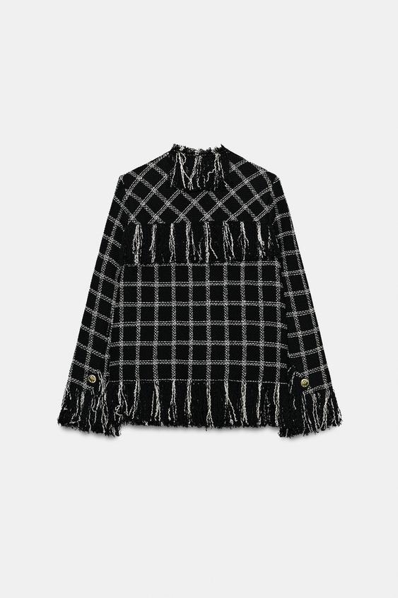 Veste à carreaux et franges ZW Collection