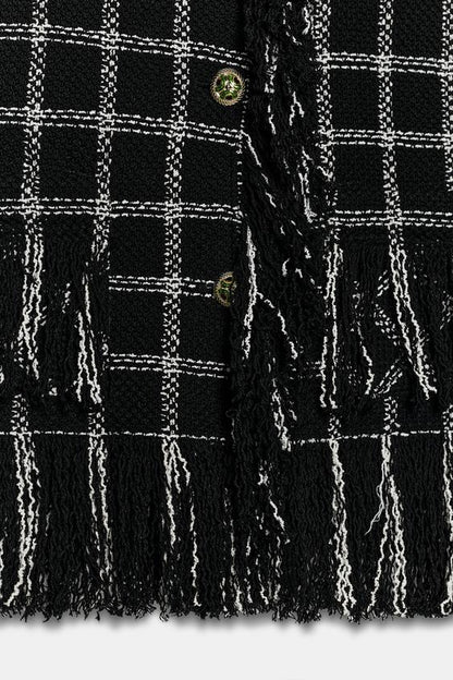 Veste à carreaux et franges ZW Collection