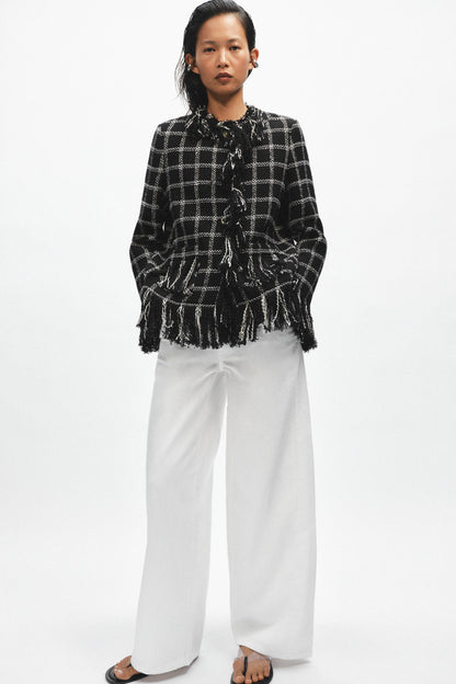 Veste à carreaux et franges ZW Collection