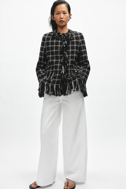 Veste à carreaux et franges ZW Collection